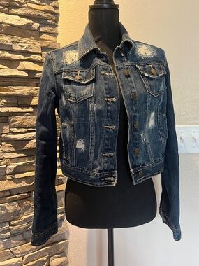 Decree Distressed Dark Blue Denim Jacket